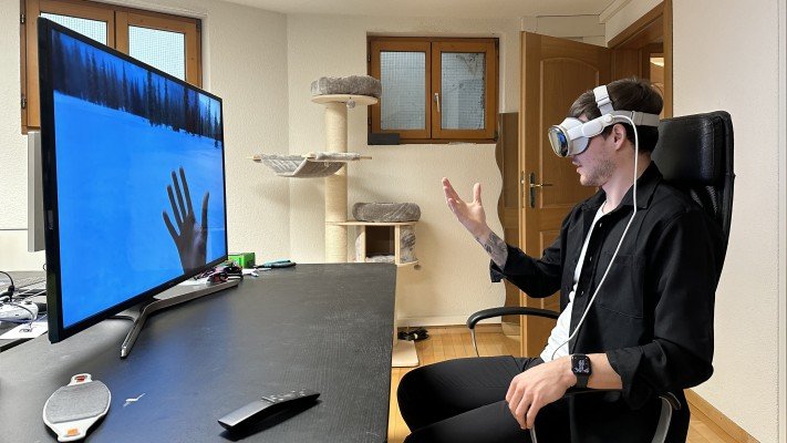 Testing hand tracking on Apple Vision Pro in an immersive environment