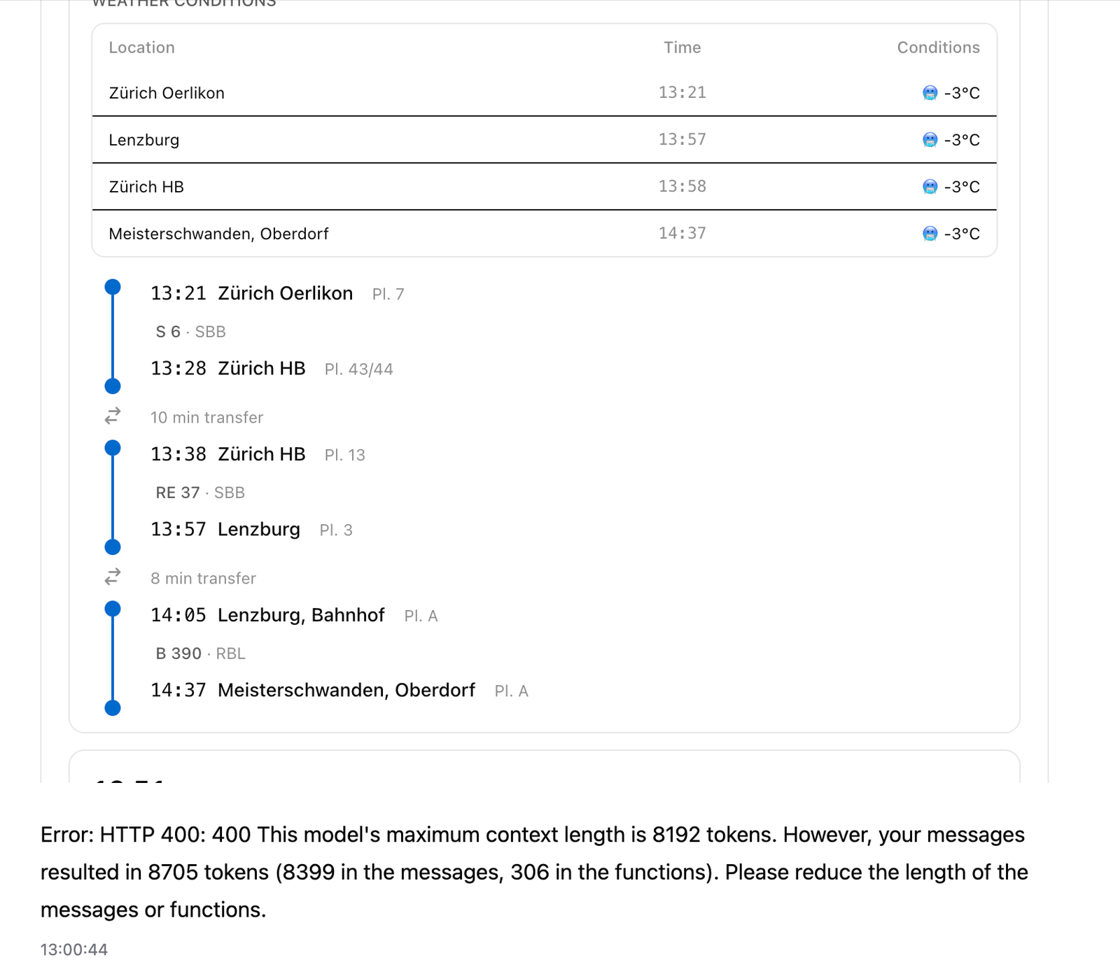 Swiss Transit Explorer token issue